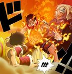  !! akainu baseball_cap black_hair brother brothers clenched_hand death fight fighting fire frown hat injury jewelry lava marine marineford molten_rock monkey_d_luffy necklace one_piece portgas_d_ace punching sakazuki_(akainu) shorts siblings spoilers straw_hat tattoo topless uniform vest 