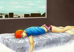  1boy bed bleach briefs indoors kurosaki_ichigo male male_focus sky sleeping solo underwear window 