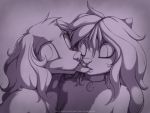  2017 anthro bethany_(jay_naylor) canid canine canis collar conditional_dnp domestic_cat domestic_dog duo eyelashes felid feline felis female fur hair jay_naylor mammal monochrome smile tongue tongue_out trixie_(jay_naylor) url 