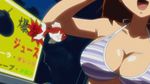  animated animated_gif bikini breasts brown_hair fish kemeko_deluxe large_breasts lowres side-tie_bikini swimsuit wardrobe_malfunction 