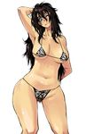  :p armpits bikini breasts butcherboy contrapposto copyright_request crotchless_swimsuit curvy large_breasts long_hair messy_hair mole one_eye_closed pubic_hair solo standing swimsuit thick_thighs thighs tongue tongue_out wavy_hair wide_hips 