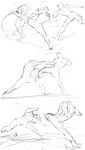  2others absurdres afterimage ambiguous_gender battle faceless fighting greyscale highres kicking martial_arts monochrome multiple_others niwarhythm original punching simple_background white_background 