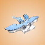  1:1 absurd_res ambiguous_gender animal_genitalia articuno ass_up avian ball_gag bent_over blue_body blue_feathers bound cloaca cloacal_piercing feathered_wings feathers feral furgonomics furry-specific_piercing gag generation_1_pokemon genital_piercing genitals gradient_background hi_res legendary_pokemon loonertick mask nintendo piercing pink_cloaca pokemon pokemon_(species) simple_background solo spread_wings tail_feathers white_body white_feathers wing_piercing wings 