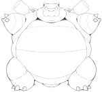  anthro belly black_and_white blastoise blue_belly blue_body cannon feral generation_1_pokemon hi_res male monochrome morbidly_obese nintendo obese overweight pokemon pokemon_(species) ranged_weapon shell shocked simple_background sketch solo weapon white_body zephy_03 