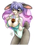  2022 anthro beverage breasts bubble_tea cleavage clothed clothing container cup female fur grey_body grey_fur hair hands-free_bubble_tea inner_ear_fluff lagomorph leporid mammal meme michele_light multicolored_hair one-piece_swimsuit purple_eyes purple_hair rabbit solo straw swimwear tan_body tan_fur tuft two_tone_hair 