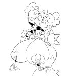  1:1 anthro big_breasts blush blush_lines breasts elemental_creature female flora_fauna generation_3_pokemon generation_5_pokemon hi_res huge_breasts hybrid hyper hyper_breasts jinx_doodle ludicolo maractus microphone monochrome nintendo one_eye_closed open_mouth plant pokemon pokemon_(species) simple_background smile solo standing 
