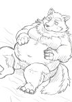  2023 anthro belly big_belly canid canine canis hi_res humanoid_hands hysk kemono male mammal moobs navel overweight overweight_male solo wolf 