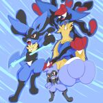  1:1 ambiguous_gender anthro babiduh digital_media_(artwork) generation_4_pokemon group hi_res lucario mega_evolution mega_lucario nintendo pokemon pokemon_(species) riolu trio 