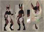  2022 anthro balls brown_body brown_fur butt butt_heart circumcised crystalyric digitigrade flaccid fur genitals glans lagomorph leporid male mammal model_sheet pawpads penis rabbit solo tea_bunny_(tea-v77) 