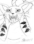  2017 anthro bandai_namco blush blush_lines bodily_fluids claws digimon digimon_(species) domestic_cat drooling duo ears_up embrace fangs felid feline felis female first_person_view fur gatomon hand_on_face hi_res looking_at_viewer mammal marcushunter markings monochrome mouth_shot narrowed_eyes nude open_mouth ring_(marking) ringtail saliva saliva_string signature smile smiling_at_viewer tail tail_markings tail_tuft teeth tongue tongue_out tuft uvula whiskers 