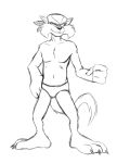  anthro barefoot black_and_white briefs briefs_only claws clothed clothing domestic_cat feet felid feline felis hanna-barbera jake_clawson male mammal mask monochrome navel simple_background sketch smile solo swat_kats thegreatmatsutzu topless underwear underwear_only white_background 