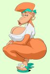  2021 absurd_res accessory anthro ape big_breasts big_butt blue_eyes bottomless bottomwear breasts butt candy_kong clothed clothing crouching donkey_kong_(series) ear_piercing ear_ring female footwear fur haplorhine headband hi_res huge_breasts huge_butt huge_hips kong lips mammal nintendo nipple_outline orange_body orange_fur piercing pink_lips primate ring_piercing sandals shorts slb small_waist solo thick_thighs topwear topwear_only undressing 