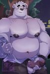  aggressive_retsuko anthro balls barazoku bear belly black_nose chubby_male clothing detailed_background digital_media_(artwork) fur genitals hair hi_res humanoid_genitalia humanoid_hands humanoid_penis kokuhane male mammal masturbation muscular muscular_anthro muscular_male nipples pecs penis plant polar_bear public public_exposure sanrio shirota shirt slightly_chubby solo topwear tree undressing ursine white_body white_fur 