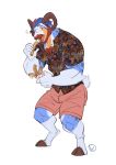  anthro beard bobby_arts bottomwear bovid bovid_horn caprine caprine_horn churros clothing facial_hair hairy hi_res horn male mammal muscle_tone muscular piercing ram_horn shaod_(character) shirt shorts solo topwear 