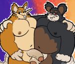  2023 alolan_form alolan_raticate anthro balls belly big_belly black_body brown_body charmcharmcharm duo embrace erection generation_1_pokemon genitals hi_res hug male male/male mammal moobs navel nintendo nipples overweight overweight_male penis pokemon pokemon_(species) raticate regional_form_(pokemon) rodent 