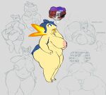  anthro anus areola badger belly better_version_at_source big_breasts big_butt bottomwear bouncing_breasts breasts butt clothing curvy_figure electric_fan female fire generation_2_pokemon genitals hand_on_chest hi_res highlights_(coloring) huge_butt huge_thighs inverted_nipples lying mammal meme motion_lines mustelid musteline navel nintendo nipples nude on_front overweight overweight_anthro overweight_female plantedpot pokemon pokemon_(species) pussy shorts side_view sitting sketch_page solo spread_legs spreading text thick_thighs thought_bubble typhlosion val_(plantedpot) voluptuous wardrobe_malfunction wide_hips 