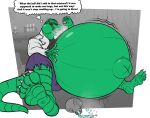  anthro belly big_belly bloated eggo21 english_text hi_res inflation lizard male marvel reptile scalie solo spider-man_(series) stuffing text the_lizard_(marvel) 