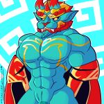  1:1 2023 abs anthro asian_mythology biceps biped blue_body blue_skin clothing digital_media_(artwork) dragon east_asian_mythology eastern_dragon epic_games firewalker_(fortnite) fizzyjay fortnite genitals hi_res male markings muscular muscular_anthro muscular_male mythology navel pecs penis solo teeth undressing yellow_markings 