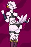  &lt;3 2:3 anthro avian bird butt chicken female fishnet galliform gallus_(genus) humanoid peffe_(skarru) phasianid pinup pose skarru slim solo 