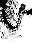  dragon hi_res kaidou monochrome one_piece san_jaguar tail 