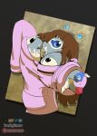  abstract_background absurd_res blue_eyes body_horror brown_hair clothing dustyerror generation_1_pokemon hair hi_res hoodie invalid_tag machine magnet magneton nintendo pink_clothing pink_hoodie pink_topwear pokemon pokemon_(species) robot topwear transformation 
