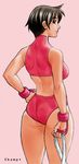  ass black_eyes black_hair buruma champ+ fingerless_gloves gloves hairband kasugano_sakura midriff muscle solo sports_bra street_fighter thick_thighs thighs 