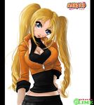  blonde_hair blue_eyes cleavage_cutout naruko naruto_(series) naruto_shippuuden pink-lime solo twintails 