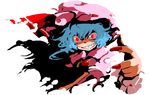  blue_hair face foreshortening grin hands hat kumadano nail_polish oekaki red_eyes remilia_scarlet sharp_teeth short_hair smile solo teeth touhou 