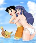  beach bikini buneary child gouguru hikari_(pokemon) kasumi_(pokemon) pikachu pokemon satoshi_(pokemon) swimsuit water 