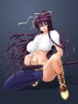  breasts denim jeans kanzaki_kaori katana large_breasts long_hair makoto_(mk10) pants purple_eyes purple_hair solo sword to_aru_majutsu_no_index weapon 