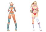  23_(real_xxiii) 2girls absurdres blonde_hair breasts dark_skin highres large_breasts midriff multiple_girls 