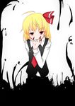 bad_id bad_pixiv_id blonde_hair blood darkness finger_in_mouth meteor_(artist) red_eyes ribbon rumia solo touhou 