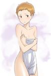  bowieknife brown_hair flat_chest jinnouchi_nana mole nipples nude short_hair solo summer_wars towel 