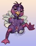  2019 3_toes after_sex after_vaginal animal_crossing anthro anus avian avian_feet bangs beak bedroom_eyes big_breasts big_nipples bird blush bodily_fluids breasts breasts_apart clitoris clothed clothing colored_sketch cum cum_drip cum_from_pussy cum_in_hair cum_in_pussy cum_inside cum_on_breasts cum_on_face cum_pool cum_string dripping erect_nipples eyelashes feathers featureless_hands feet female front_view genital_fluids genitals gradient_background hair hi_res holding_butt leaking_cum looking_at_viewer lying mostly_nude narrowed_eyes navel nintendo nipples on_back open_beak open_mouth ostrich pears_(artist) pink_nipples presenting presenting_pussy purple_eyes purple_hair pussy queenie_(animal_crossing) raised_clothing raised_leg raised_shirt raised_topwear ratite seductive shirt short_hair simple_background sketch solo tail_feathers toes topwear 