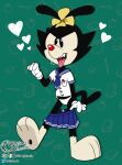  &lt;3 angry_expression angry_eyes animaniacs animaniacs_(2020) aroused_face breath breath_cloud clothing dot_warner female hi_res inkblot school school_uniform skirt_down skirt_removed solitary_selenite solo tempting uniform warner_brothers 