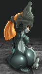  2023 armor big_butt butt feet female headgear helmet hi_res humanoid imp looking_at_viewer looking_back midna nintendo nude red_eyes ruruduu smile solo the_legend_of_zelda twilight_princess 