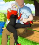  3_toes absurd_res anthro athletic athletic_anthro bench blush blush_lines breasts caressing_head clothing clothing_grab cloud cute_expression cute_eyes defined detailed_background duo eating evening eyes_closed faceless_character faceless_male feeding feet female fluffy fluffy_tail food full_mouth fur generation_8_pokemon glowing glowing_eyes grass grey_body grey_fur happy hi_res human human_on_anthro_romance interspecies lagomorph leaf leporid long_ears looking_away looking_pleasured looking_up male male/female mammal neckwear nintendo noconcession on_lap park park_bench paws petting petting_head plant pokemon pokemon_(species) pokephilia pokesnacks raboot red_body red_fur relaxing road romantic romantic_ambiance romantic_couple sitting sitting_on_bench sitting_on_lap sky small_breasts soles sunny swinging_legs tail toes trash_can tree 