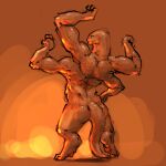  1:1 4_arms alien ambiguous_gender flexing glistening glistening_body hi_res humanoid looking_at_viewer looking_back looking_back_at_viewer meandraco multi_arm multi_limb muscular nude rear_view solo standing tail thick_tail 