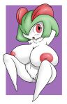  areola big_areola big_breasts breasts chibi color_edit colored digital_drawing_(artwork) digital_media_(artwork) edit female generation_3_pokemon genitals green_hair hair hi_res huge_breasts humanoid kirlia linkido looking_at_viewer nintendo nipples not_furry nude open_mouth pokemon pokemon_(species) purple_background pussy red_areola red_eyes red_nipples shaded short_stack simple_background solo somnamg 