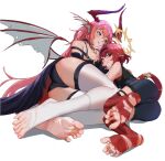  2girls black_panties character_request demon_girl demon_horns demon_wings dungeon_and_fighter feet foot_focus foreshortening horns legs long_hair looking_at_viewer multiple_girls nail_polish no_shoes panties pink_hair pointy_ears qingjiao_rou_si red_hair red_thighhighs short_hair soles spread_toes thighhighs toenail_polish toenails toes torn torn_clothes underwear white_thighhighs wings yuri 