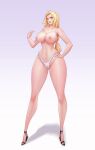  1girl absurdres blonde_hair breasts commentary_request dark_night_(darkotl) forehead_jewel fundoshi high_heels highleg highleg_panties highres inverted_nipples japanese_clothes large_breasts long_hair naruto naruto_(series) nipples nude open_mouth panties solo topless tsunade_(naruto) underwear yellow_eyes 