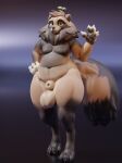  2022 3d_(artwork) absurd_res animal_genitalia anthro balls big_balls big_tail blender_(software) canid canine digital_media_(artwork) efoav genitals hi_res male mammal miha_(efoav) neck_tuft nude overweight overweight_male raccoon_dog sheath slightly_chubby solo tail tanuki thick_thighs tuft 