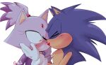  &lt;3 anthro blaze_the_cat blue_body blush clothed clothing domestic_cat duo eulipotyphlan felid feline felis female gloves hand_on_cheek handwear hedgehog hi_res kiss_on_lips kissing male male/female mammal purple_body sega simple_background sonic_the_hedgehog sonic_the_hedgehog_(series) spidercheetos suprised_look surprised_expression 