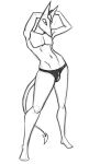  2022 anthro bulge clothing demon fan_character hands_behind_head licker69666 male navel pecs pointed_tail sketch snout solo spade_tail thong underwear 