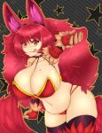  absurd_res arm_warmers armwear big_breasts big_ears big_hair big_tail breasts clothing collar domestic_cat felid feline felis fluffy fur hair hi_res humanoid legwear looking_at_viewer mammal nellko red_hair slugbox star tail thigh_highs thong tongue tongue_out underwear 