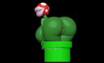  3d_(artwork) anus big_breasts big_butt breasts butt carnivorous_plant digital_media_(artwork) elemental_creature female flora_fauna genitals hi_res looking_back mario_bros nintendo nonotoys piranha_plant plant pussy solo 