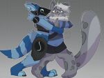  absurd_res anthro blue_body duo embrace felid happy hi_res hug machine male male/male mammal pantherine protogen snow_leopard tail valor_(disambiguation) 