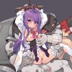  1boy 1girl ahoge aisha_landar ass bangs black_vest censored commission elsword gangbang group_sex imminent_rape interspecies long_hair looking_at_viewer monster mosaic_censoring parted_bangs penis pixiv_commission purple_eyes purple_hair pussy rape red_hair reverse_upright_straddle spread_legs tama_(tamatamo) thighhighs tongue tongue_out torn_clothes torn_thighhighs torn_vest vest white_sleeves white_thighhighs 
