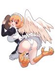  accessory animal_humanoid avian avian_humanoid breasts butt clothed clothing cross-popping_vein feathered_wings feathers frilly frilly_accessory frilly_clothing frilly_hairband hair hair_accessory hairband headgear headwear hi_res humanoid interspecies_reviewers kula_(artist) meidri_(interspecies_reviewers) orange_hair orange_scutes panties pink_tongue scutes teeth tongue underwear white_body white_clothing white_feathers white_headwear white_panties white_talons white_underwear white_wings winged_humanoid wings 
