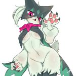  1:1 2023 4_fingers absurd_res anthro blaedic blush breasts claws cute_fangs digital_media_(artwork) felid feline female female_anthro finger_claws fingers fur generation_9_pokemon hair hi_res kemono looking_at_viewer mammal meowscarada nintendo open_mouth pawpads paws pink_eyes pokemon pokemon_(species) portrait simple_background solo tail three-quarter_portrait tongue under_boob white_background 